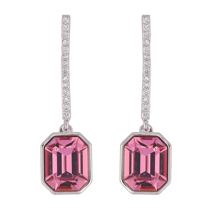 Серьги Xuping цвет Родий с кристаллами Swarovski пусеты "Дорожка с кристаллом Rose" фото №22