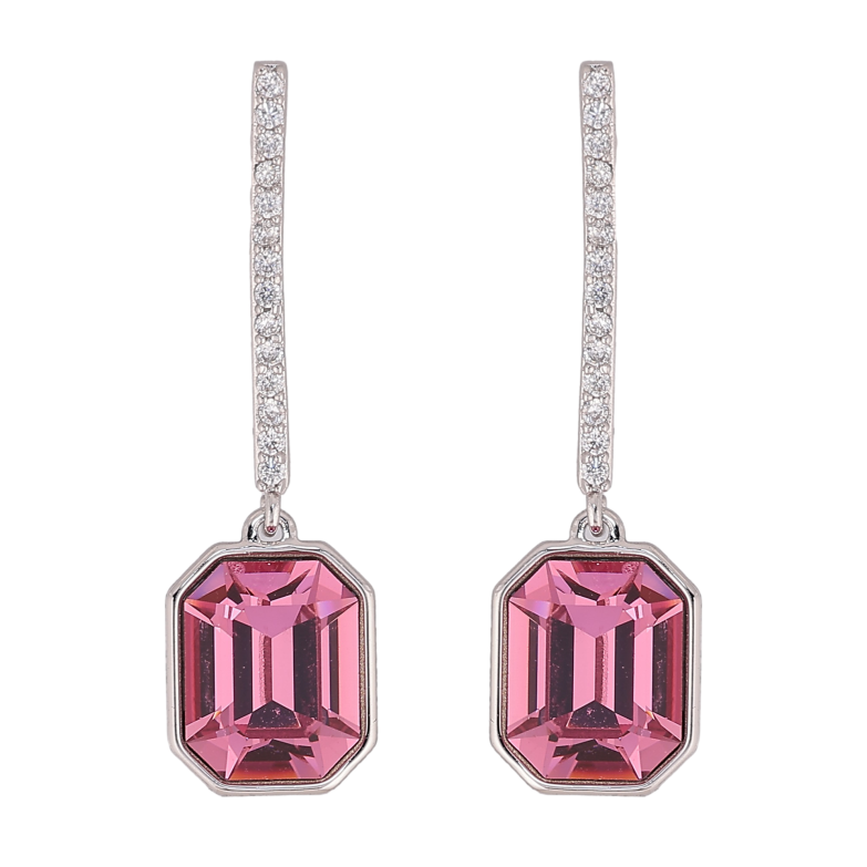Сережки Xuping колір Родій з кристалами Swarovski пусети "Дорожка з кристалом Rose" фото №1 Сережки Xuping колір Родій з кристалами Swarovski пусети "Дорожка з кристалом Rose" фото №1