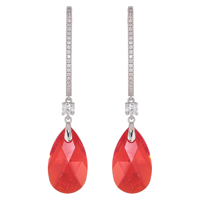 Сережки Xuping колір Родій з кристалами Swarovski пусети "Дуга кристальна з підвісками Siam" фото №6 Сережки Xuping колір Родій з кристалами Swarovski пусети "Дуга кристальна з підвісками Siam" фото №6