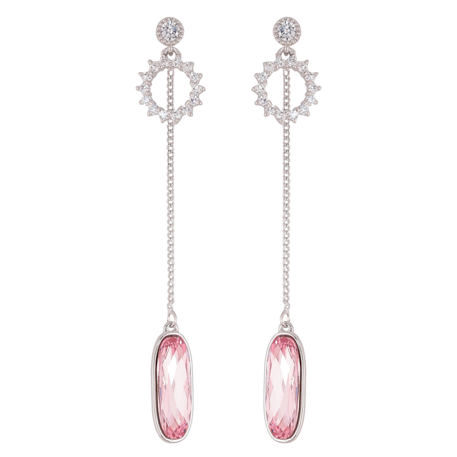 Сережки Xuping колір Родій з кристалами Swarovski пусети «Кільце з кристалом Rose на ланцюжку» фото №1 Сережки Xuping колір Родій з кристалами Swarovski пусети «Кільце з кристалом Rose на ланцюжку» фото №1
