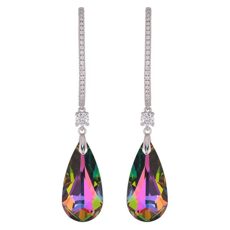 Сережки Xuping колір Родій з кристалами Swarovski пусети "Кристалеві дуги з підвісками Vitrail Medium" фото №13