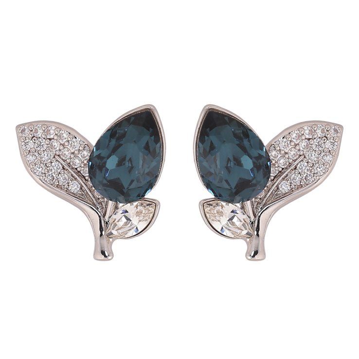 Сережки Xuping колір Родій з кристалами Swarovski пусети "Кристальний бутон Montana" фото №22