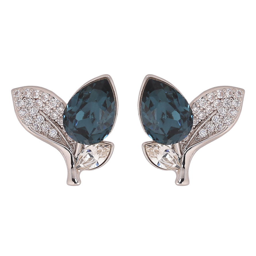 Сережки Xuping колір Родій з кристалами Swarovski пусети "Кристальний бутон Montana" фото №1 Сережки Xuping колір Родій з кристалами Swarovski пусети "Кристальний бутон Montana" фото №1