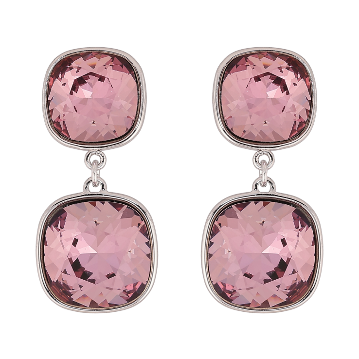 Серьги Xuping цвет Родий с кристаллами Swarovski пусеты "Кристаллы огранки подушечка Amethyst" фото №19