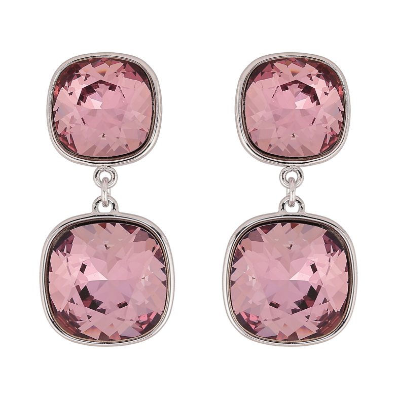 Сережки Xuping колір Родій з кристалами Swarovski пусети "Кристали ограновування подушечка Amethyst" фото №6