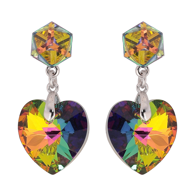 Сережки Xuping колір Родій з кристалами Swarovski пусети "Кубики з кр-ми серцями Vitrail Medium" фото №3 Сережки Xuping колір Родій з кристалами Swarovski пусети "Кубики з кр-ми серцями Vitrail Medium" фото №3