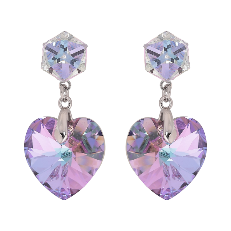 Сережки Xuping колір Родій з кристалами Swarovski пусети "Кубики з кристальними серцями Paradise Shine" фото №9