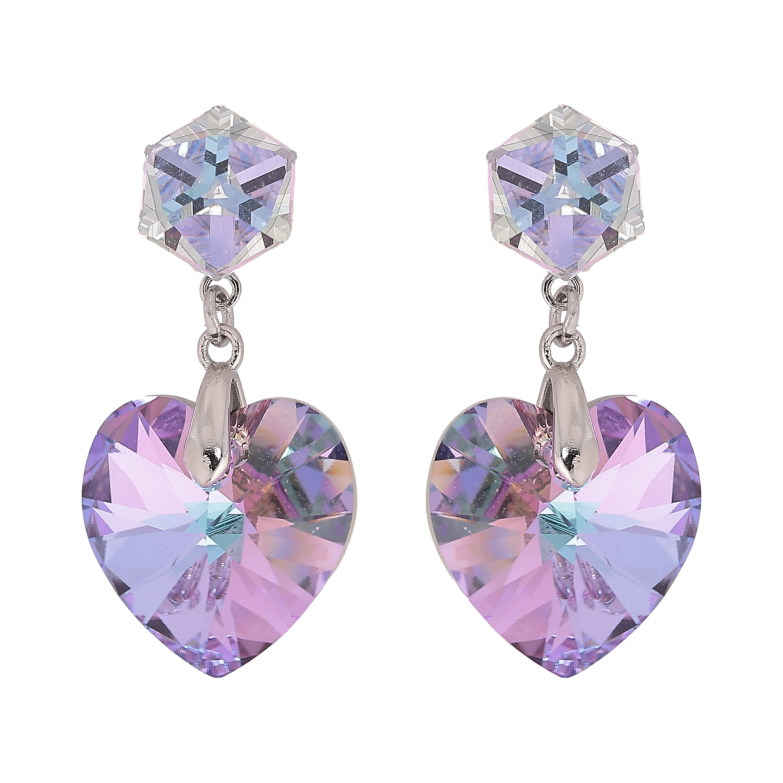 Серьги Xuping цвет Родий с кристаллами Swarovski пусеты "Кубики с кристальными сердечками Paradise Shine" фото №12 Серьги Xuping цвет Родий с кристаллами Swarovski пусеты "Кубики с кристальными сердечками Paradise Shine" фото №12