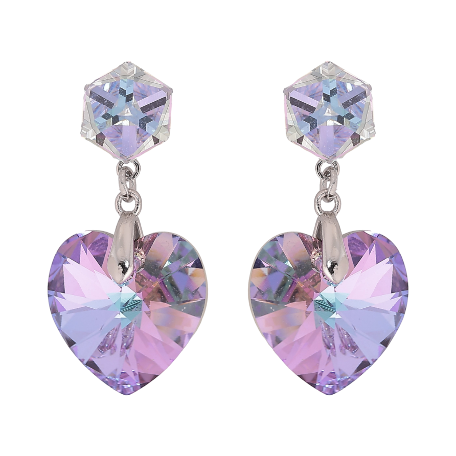 Сережки Xuping колір Родій з кристалами Swarovski пусети "Кубики з кристальними серцями Paradise Shine" фото №1 Сережки Xuping колір Родій з кристалами Swarovski пусети "Кубики з кристальними серцями Paradise Shine" фото №1