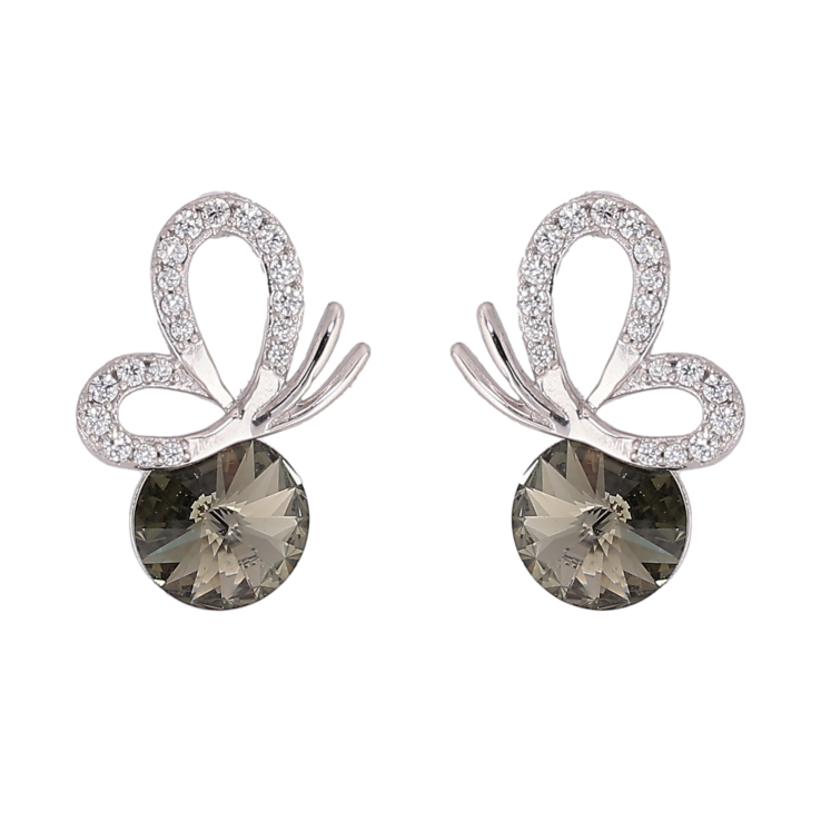 Серьги Xuping цвет Родий с кристаллами Swarovski пусеты "Бабочка с кристаллом Silver Night" фото №23