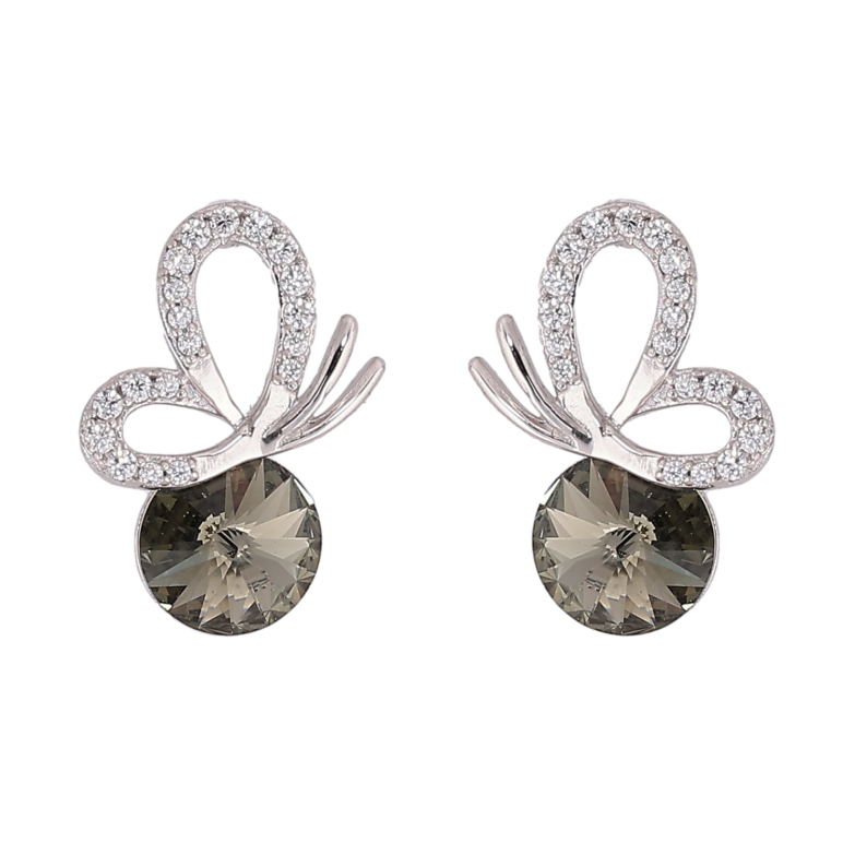Сережки Xuping колір Родій з кристалами Swarovski пусети «Метелик із кристалом Silver Night» фото №1 Сережки Xuping колір Родій з кристалами Swarovski пусети «Метелик із кристалом Silver Night» фото №1