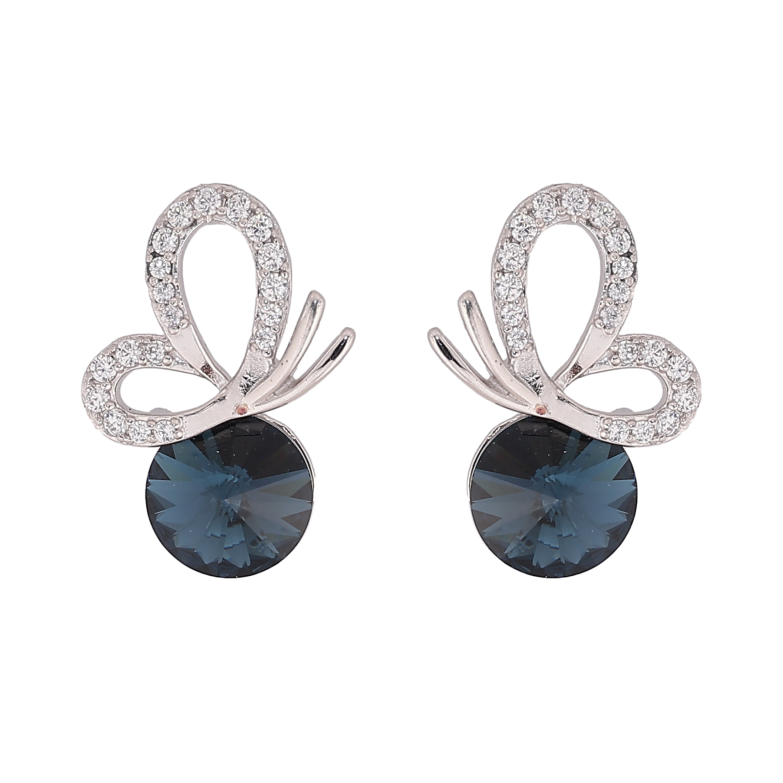 Сережки Xuping колір Родій з кристалами Swarovski пусети «Метелик з кристалом Montana» фото №3 Сережки Xuping колір Родій з кристалами Swarovski пусети «Метелик з кристалом Montana» фото №3