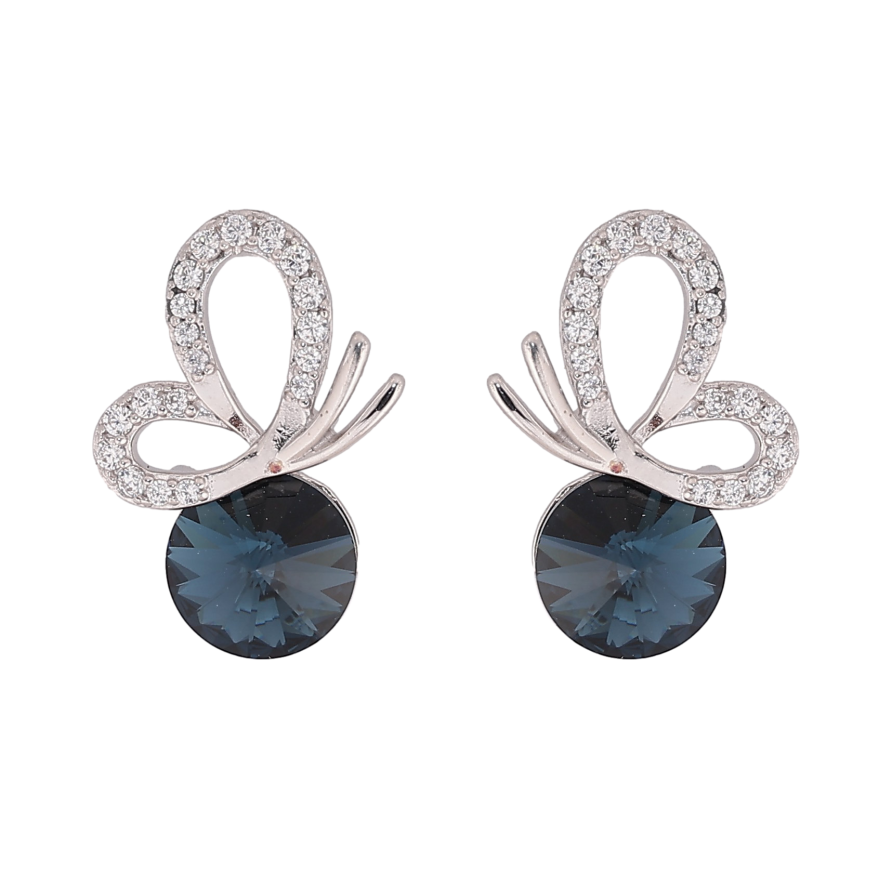 Сережки Xuping колір Родій з кристалами Swarovski пусети «Метелик з кристалом Montana» фото №1 Сережки Xuping колір Родій з кристалами Swarovski пусети «Метелик з кристалом Montana» фото №1