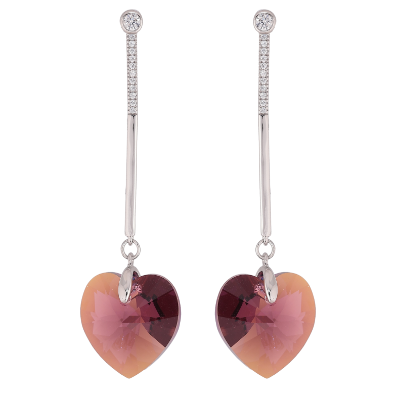 Серьги Xuping цвет Родий с кристаллами Swarovski пусеты "Подвески кристальные сердечки Burgundy" фото №6 Серьги Xuping цвет Родий с кристаллами Swarovski пусеты "Подвески кристальные сердечки Burgundy" фото №6