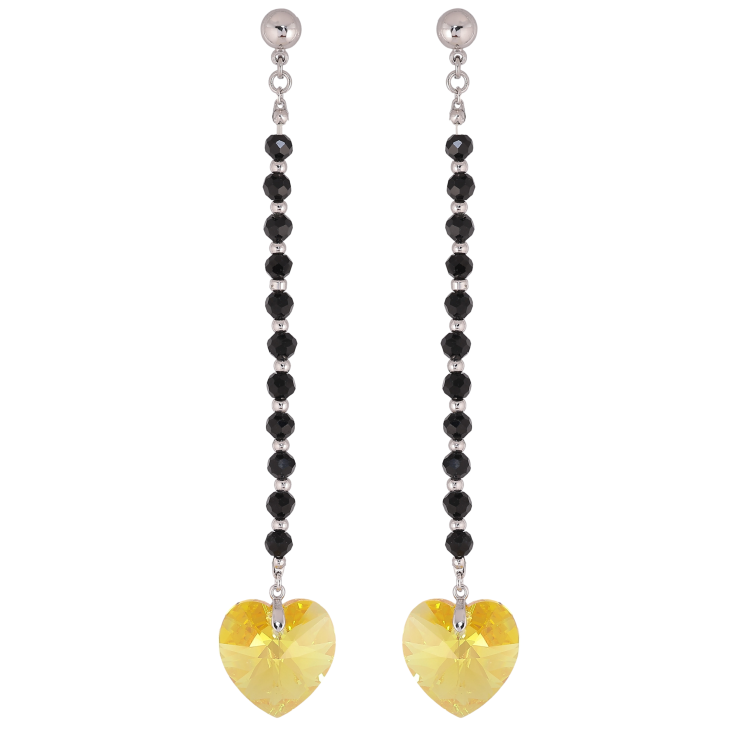 Сережки Xuping колір Родій з кристалами Swarovski пусети «Підвіски з чорних намистин із кристалами Sunflower» фото №8