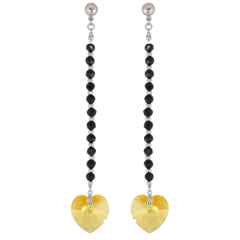 Серьги Xuping цвет Родий с кристаллами Swarovski пусеты "Подвески из черных бусин с кристаллами Sunflower" фото №1 Серьги Xuping цвет Родий с кристаллами Swarovski пусеты "Подвески из черных бусин с кристаллами Sunflower" фото №1
