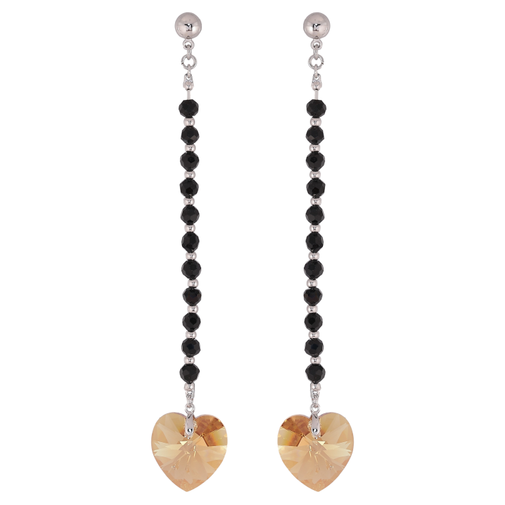 Сережки Xuping колір Родій з кристалами Swarovski пусети «Підвіски з чорних намистин із кристалами Topaz» фото №9