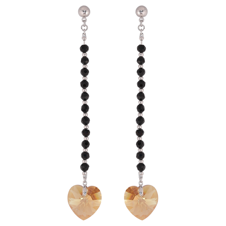 Серьги Xuping цвет Родий с кристаллами Swarovski пусеты "Подвески из черных бусин с кристаллами Topaz" фото №2 Серьги Xuping цвет Родий с кристаллами Swarovski пусеты "Подвески из черных бусин с кристаллами Topaz" фото №2