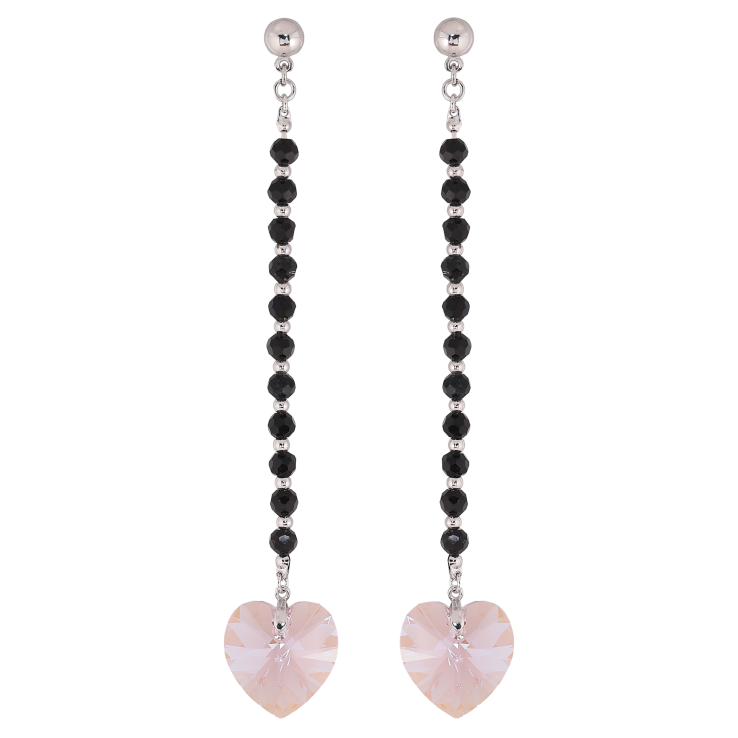 Сережки Xuping колір Родій з кристалами Swarovski пусети «Підвіски з чорних намистин з кристалами Rose» фото №7