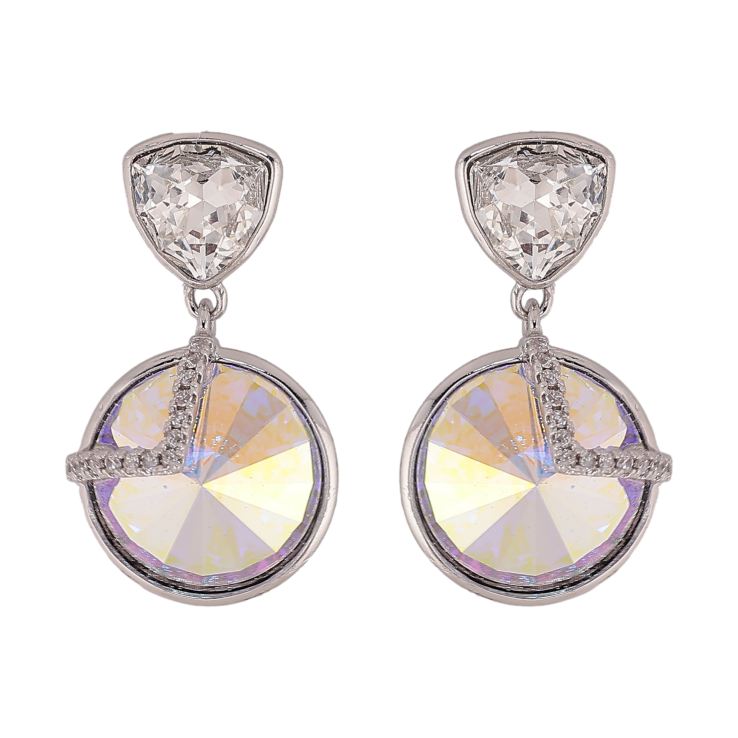 Серьги Xuping цвет Родий с кристаллами Swarovski пусеты "Подвески с кристаллами Clear и АВ" фото №20
