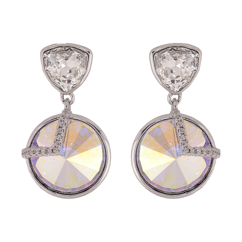 Серьги Xuping цвет Родий с кристаллами Swarovski пусеты "Подвески с кристаллами Clear и АВ" фото №17