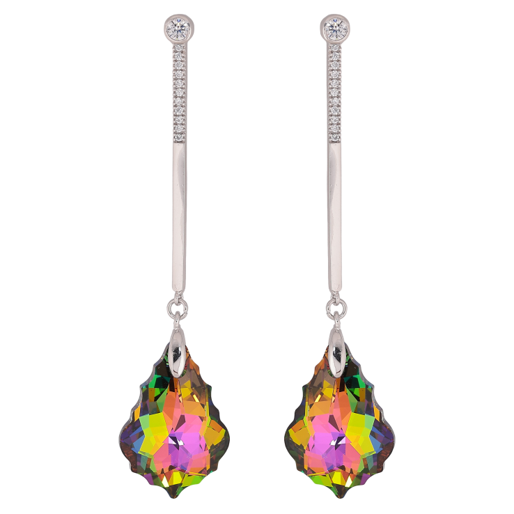 Сережки Xuping колір Родій з кристалами Swarovski пусети "Підвіски з кристалом Vitrail в ограновуванні Baroque" фото №4