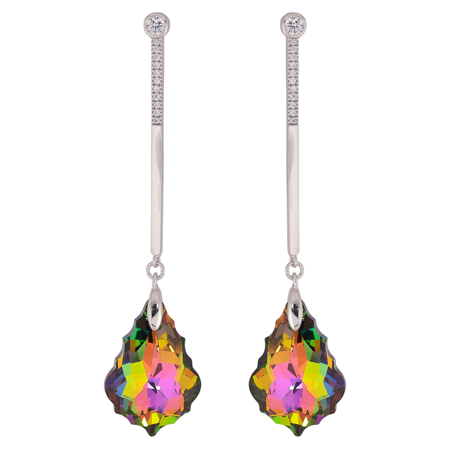 Сережки Xuping колір Родій з кристалами Swarovski пусети "Підвіски з кристалом Vitrail в ограновуванні Baroque" фото №1 Сережки Xuping колір Родій з кристалами Swarovski пусети "Підвіски з кристалом Vitrail в ограновуванні Baroque" фото №1