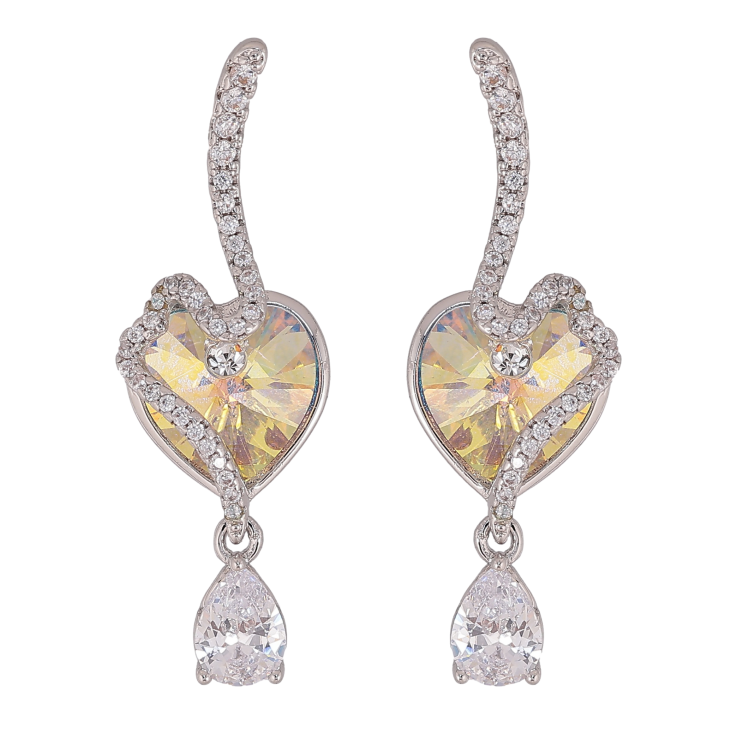 Сережки Xuping колір Родій з кристалами Swarovski пусети "Романтика із кристалом Sunshine Delite" фото №10