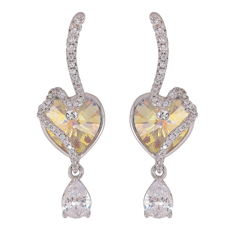 Серьги Xuping цвет Родий с кристаллами Swarovski пусеты "Романтика с кристаллом Sunshine Delite" фото №16