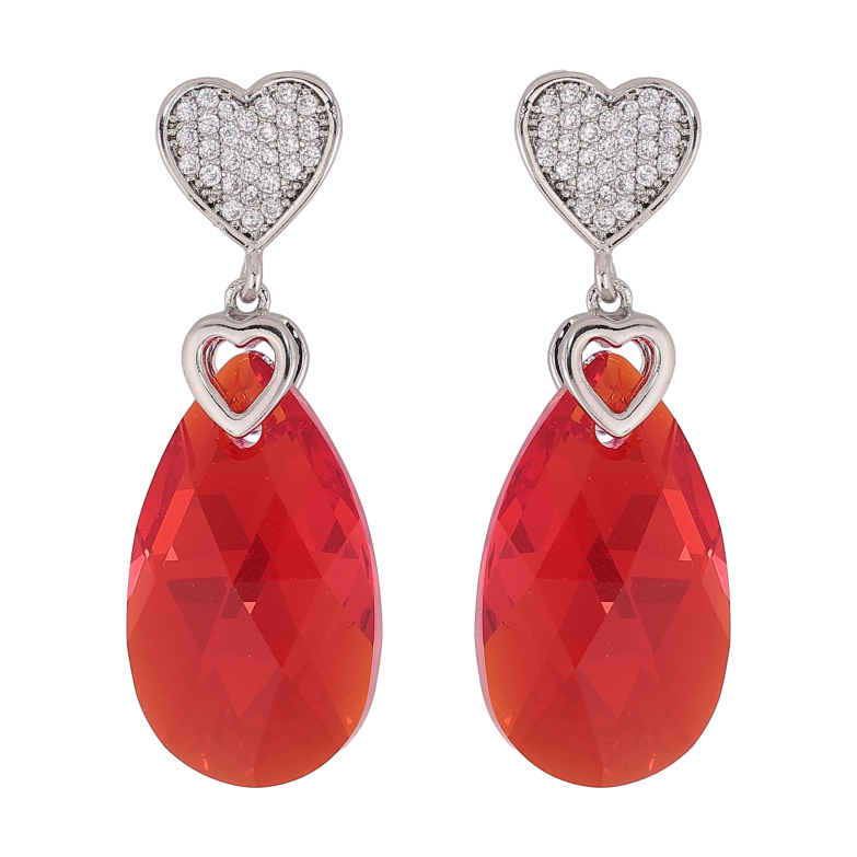 Серьги Xuping цвет Родий с кристаллами Swarovski пусеты "Сердце с кристальной подвеской Siam" фото №2 Серьги Xuping цвет Родий с кристаллами Swarovski пусеты "Сердце с кристальной подвеской Siam" фото №2
