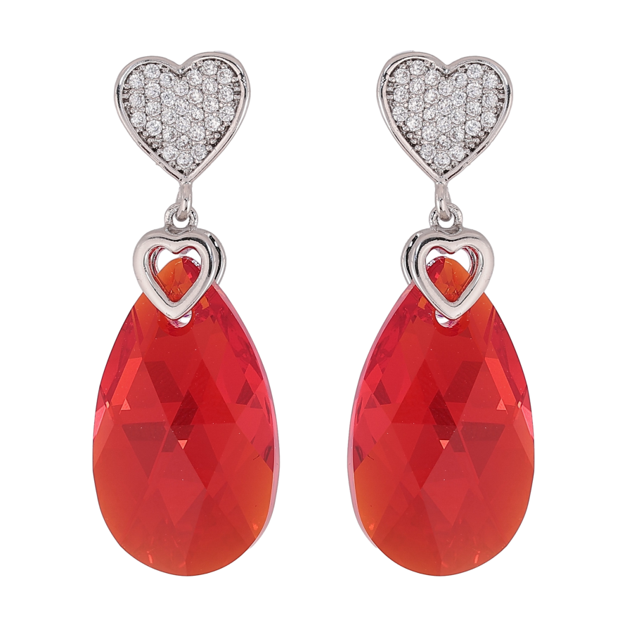 Серьги Xuping цвет Родий с кристаллами Swarovski пусеты "Сердце с кристальной подвеской Siam" фото №1 Серьги Xuping цвет Родий с кристаллами Swarovski пусеты "Сердце с кристальной подвеской Siam" фото №1