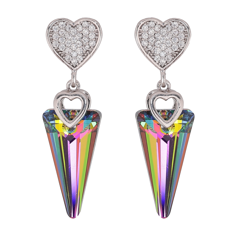 Сережки Xuping колір Родій з кристалами Swarovski пусети «Сердечка з кристалами Vitrail Medium» фото №2 Сережки Xuping колір Родій з кристалами Swarovski пусети «Сердечка з кристалами Vitrail Medium» фото №2