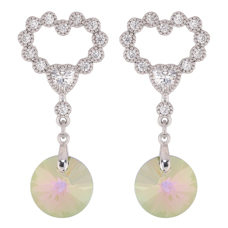 Сережки Xuping колір Родій з кристалами Swarovski пусети "Сердечка з підвіскою кристал Vitrail Light" фото №18