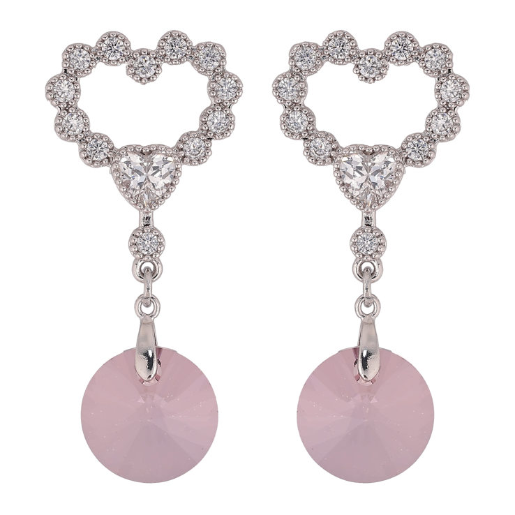 Сережки Xuping колір Родій з кристалами Swarovski пусети "Сердечки з підвіскою кристал Amethyst" фото №19