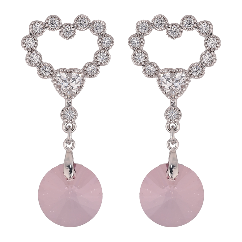 Сережки Xuping колір Родій з кристалами Swarovski пусети "Сердечки з підвіскою кристал Amethyst" фото №1 Сережки Xuping колір Родій з кристалами Swarovski пусети "Сердечки з підвіскою кристал Amethyst" фото №1