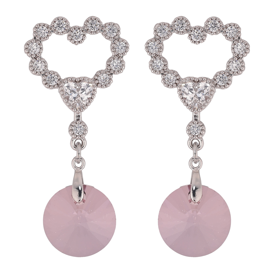 Серьги Xuping цвет Родий с кристаллами Swarovski пусеты "Сердечки с подвеской кристалл Amethyst" фото №1 Серьги Xuping цвет Родий с кристаллами Swarovski пусеты "Сердечки с подвеской кристалл Amethyst" фото №1