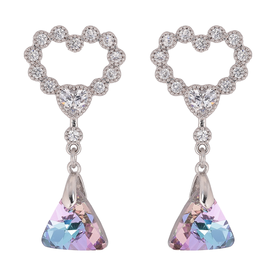 Серьги Xuping цвет Родий с кристаллами Swarovski пусеты "Сердечки с подвеской кристалл Paradise Shine" фото №1 Серьги Xuping цвет Родий с кристаллами Swarovski пусеты "Сердечки с подвеской кристалл Paradise Shine" фото №1