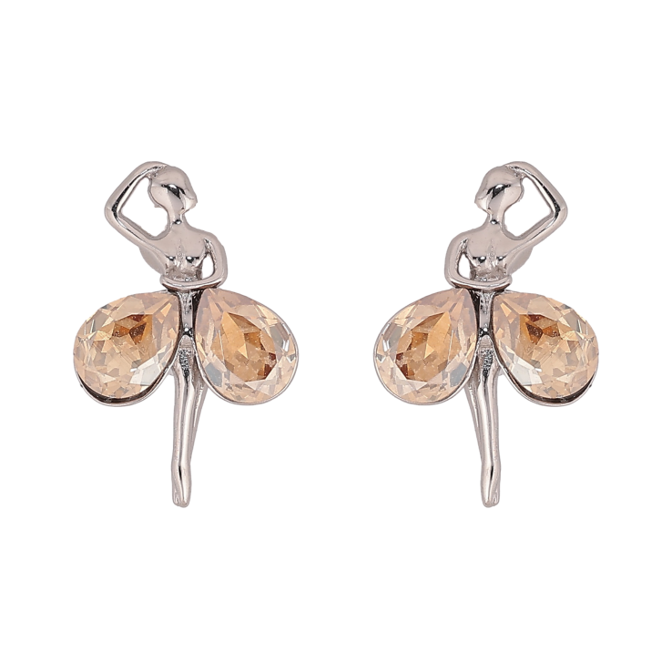 Сережки Xuping колір Родій з кристалами Swarovski пусети "Танцівниці з кристалами Golden Shadow" фото №10