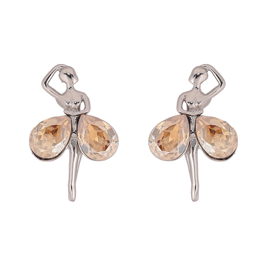 Сережки Xuping колір Родій з кристалами Swarovski пусети "Танцівниці з кристалами Golden Shadow" фото №1 Сережки Xuping колір Родій з кристалами Swarovski пусети "Танцівниці з кристалами Golden Shadow" фото №1