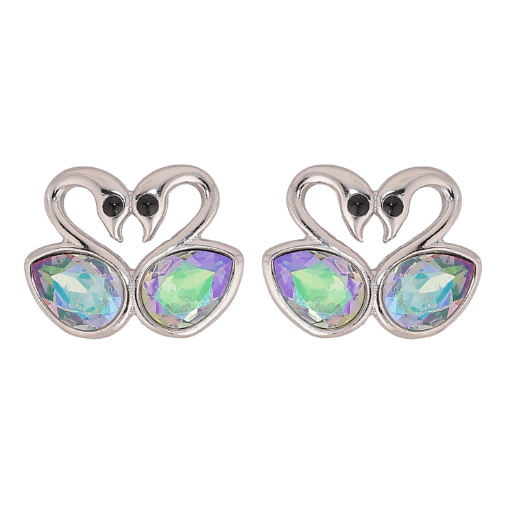 Сережки Xuping колір Родій з кристалами Swarovski пусети "Закохані лебеді з кристалами Paradise Shine" фото №11