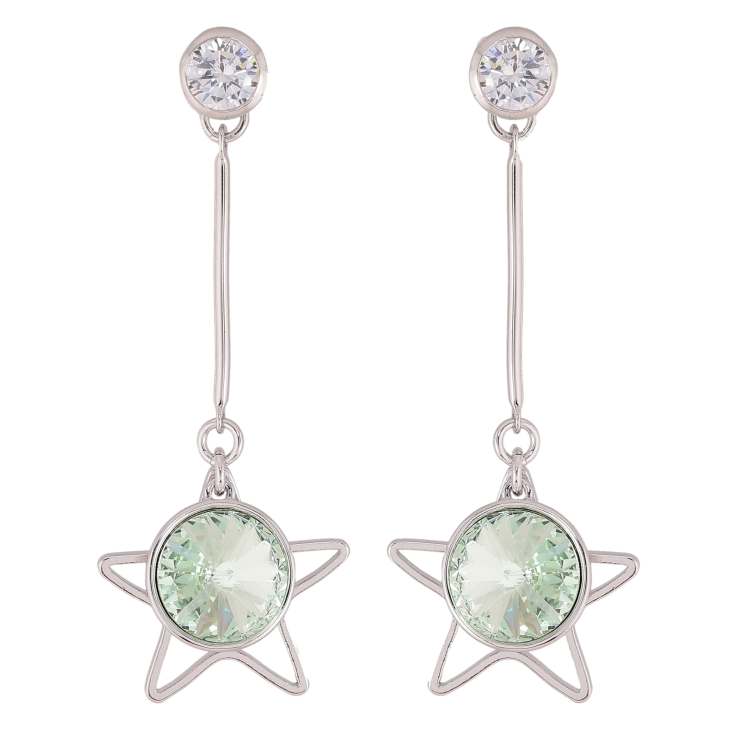 Сережки Xuping колір Родій з кристалами Swarovski пусети «Зірочка з кристалом Peridot» фото №12