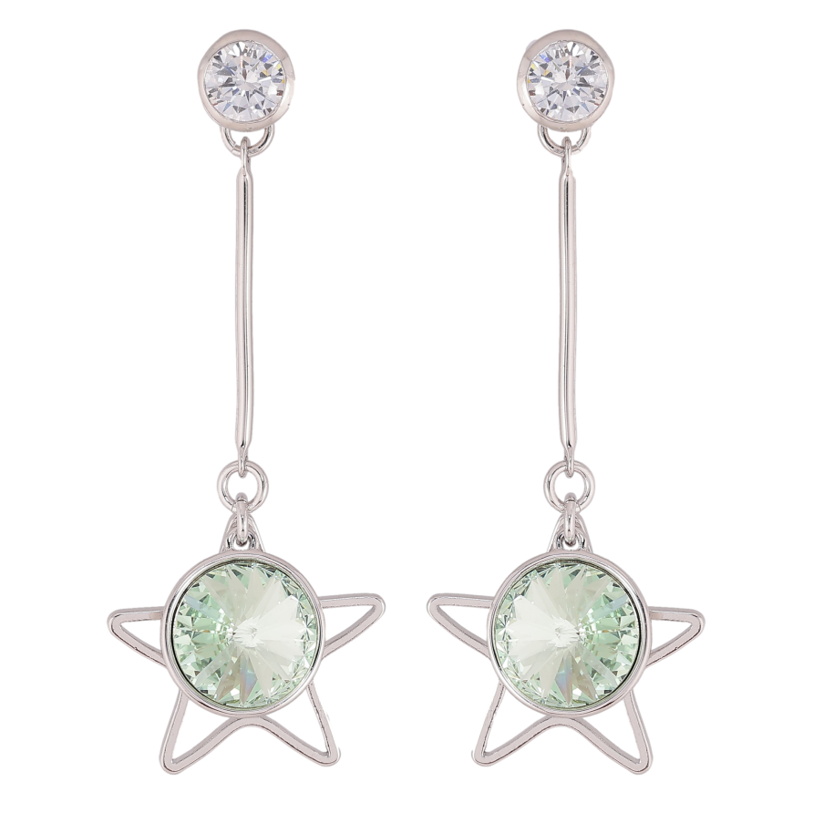 Сережки Xuping колір Родій з кристалами Swarovski пусети «Зірочка з кристалом Peridot» фото №1 Сережки Xuping колір Родій з кристалами Swarovski пусети «Зірочка з кристалом Peridot» фото №1