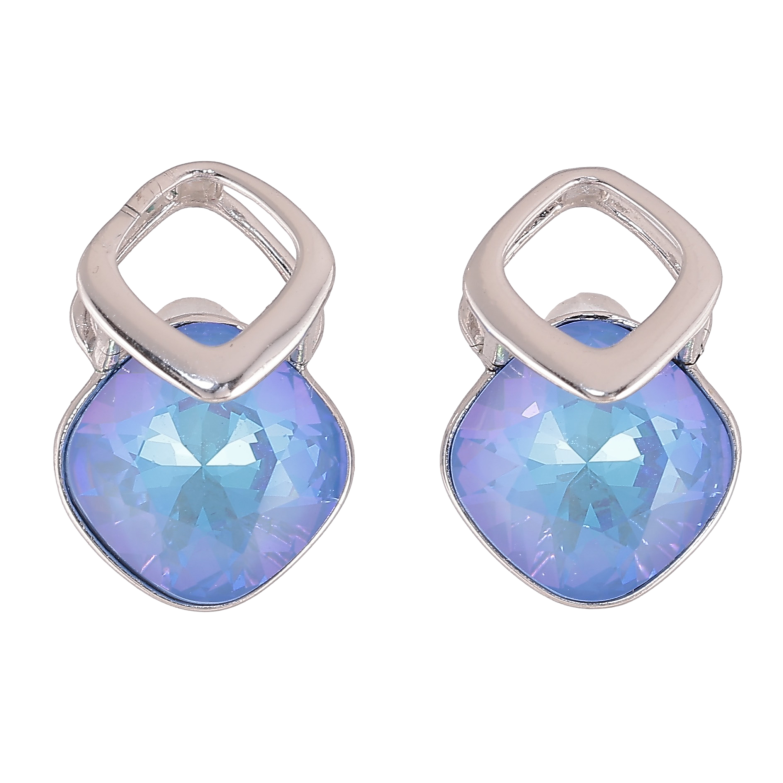 Серьги Xuping цвет Родий с кристаллами Swarovski пусеты "Ромбы с кристаллами Ocean Delite" фото №2 Серьги Xuping цвет Родий с кристаллами Swarovski пусеты "Ромбы с кристаллами Ocean Delite" фото №2