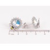 Серьги Xuping цвет Родий с кристаллами Swarovski пусеты "Цветочки с кристаллом АВ и пчелой" фото №3