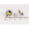Серьги Xuping цвет Родий с кристаллами Swarovski пусеты "Цветочки с кристаллом Vitrail Medium и пчелой" фото №3