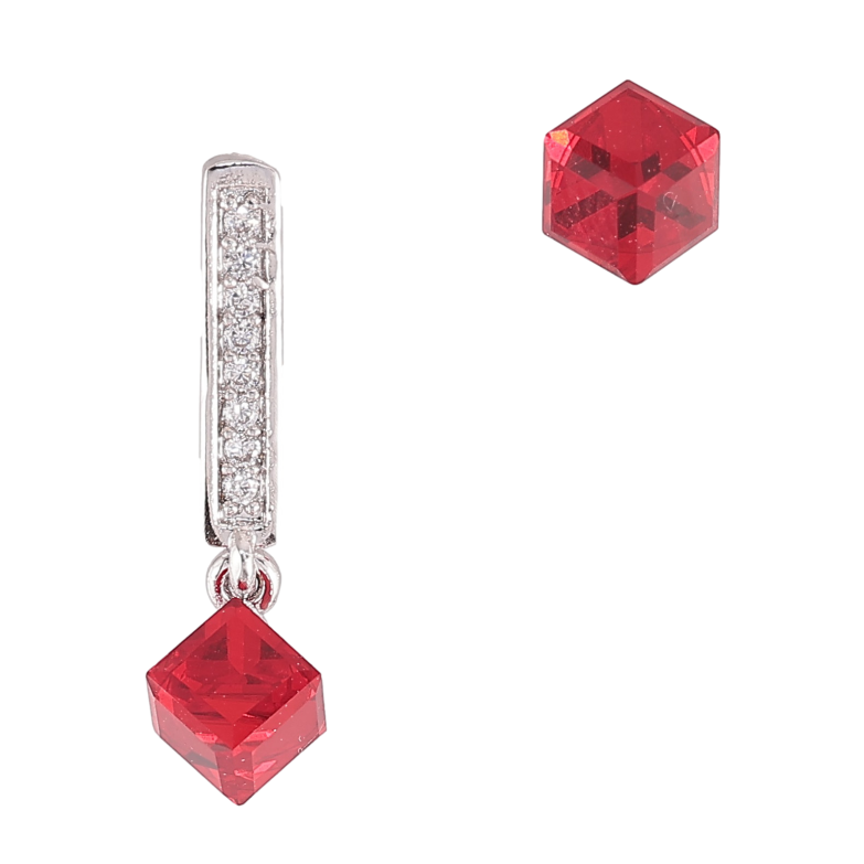 Серьги Xuping цвет Родий с кристаллами Swarovski пусеты "Ассиметричный узор с кубиками Siam" фото №1 Серьги Xuping цвет Родий с кристаллами Swarovski пусеты "Ассиметричный узор с кубиками Siam" фото №1