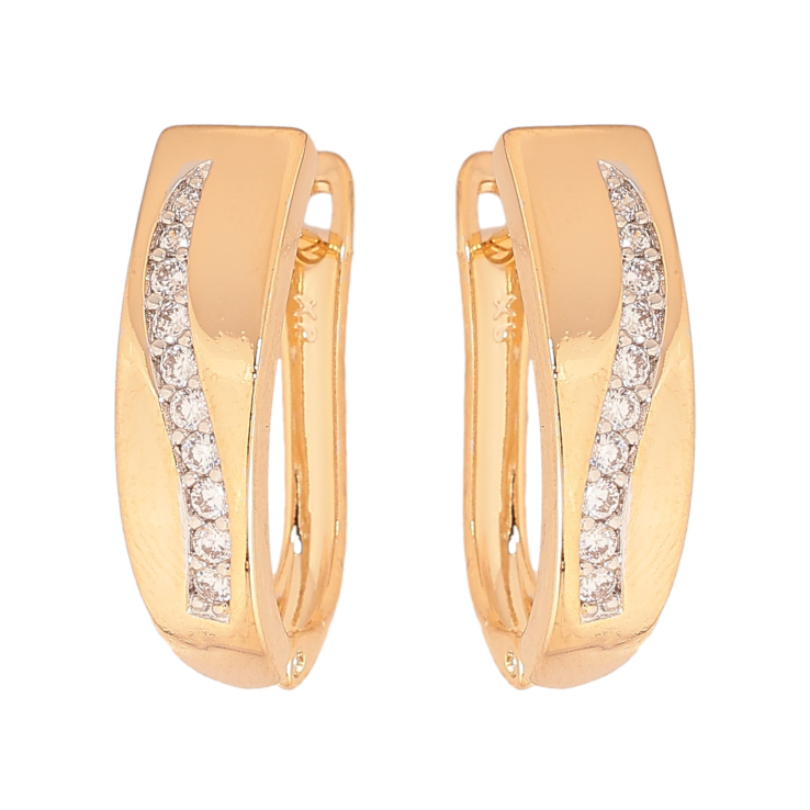 Серьги Xuping цвет позолота 18K + родий английский замок узор с кристаллами фото №9