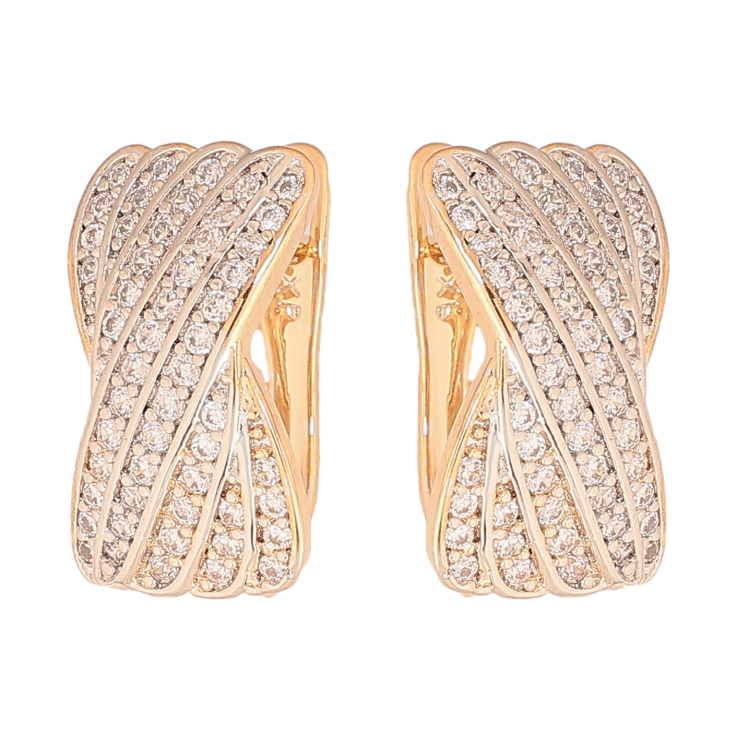 Серьги Xuping цвет позолота 18K + родий английский замок инкрустация кристаллами фото №17