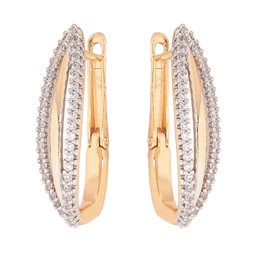 Серьги Xuping цвет позолота 18K + родий английский замок узор с кристаллами фото №1 Серьги Xuping цвет позолота 18K + родий английский замок узор с кристаллами фото №1