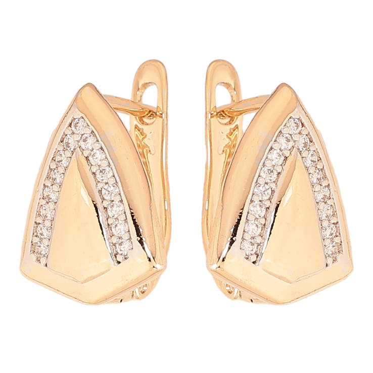 Серьги Xuping цвет позолота 18K + родий английский замок узор с кристаллами фото №8